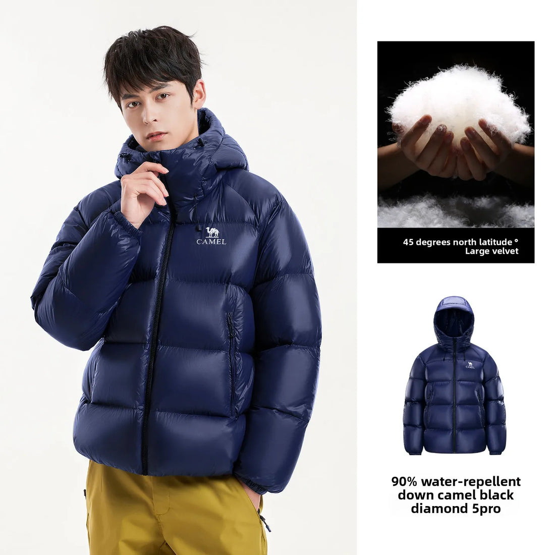 GOLDEN CAMEL Black Diamond 5PRO Down Jackets Women Men Thickened Windproof Coats Water-Repellent Fleece Hooded Puffer Jacket