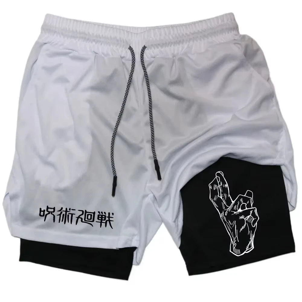 Anime Jujutsu Kaisen Gym Shorts Fitness 2 in 1 Compression Performance Shorts Workout Quick Dry Athletics Short Pants RL0601