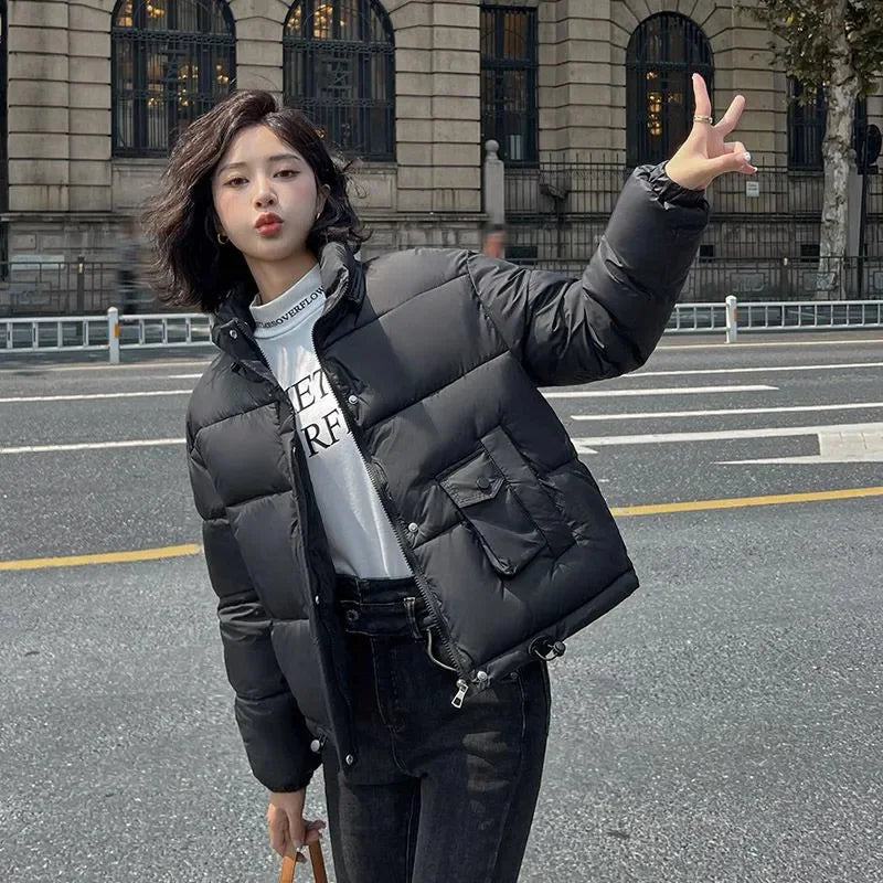 2026New Down Cotton-Padded Jacket Women Short Parkas Korean Winter Loose Warm Cotton Coat Bread Outwear Fashion Female Overcoat