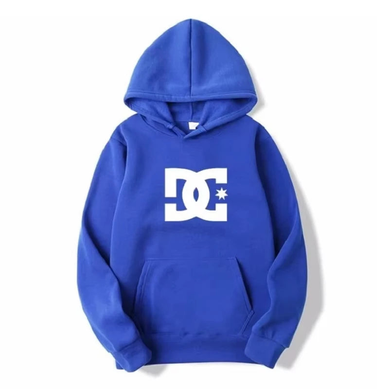DC Letter Men's Hoodie Men's and Women's Fashion Simple Long Sleeve Sweatshirt Autumn and Winter Street Trend Large Gym Hoodie - ATFH