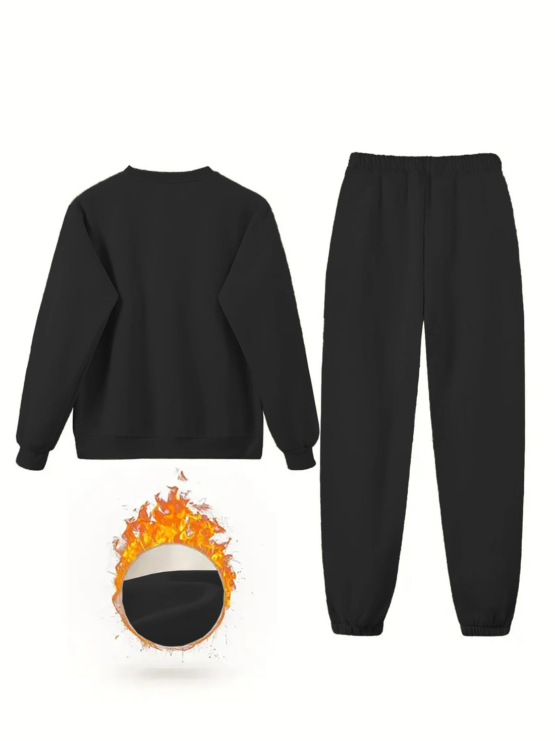 Autumn and Winter Season Lazy Print Long-Sleeve Set, Loose Casual Fit Sweatshirt, Jogger Pants, Casual Sweet Lazy Comfortable Pullover, Crew Neck Sweatshirt + Wide-Leg Pants Two-Piece Set for Party and Commuting, Women's Clot