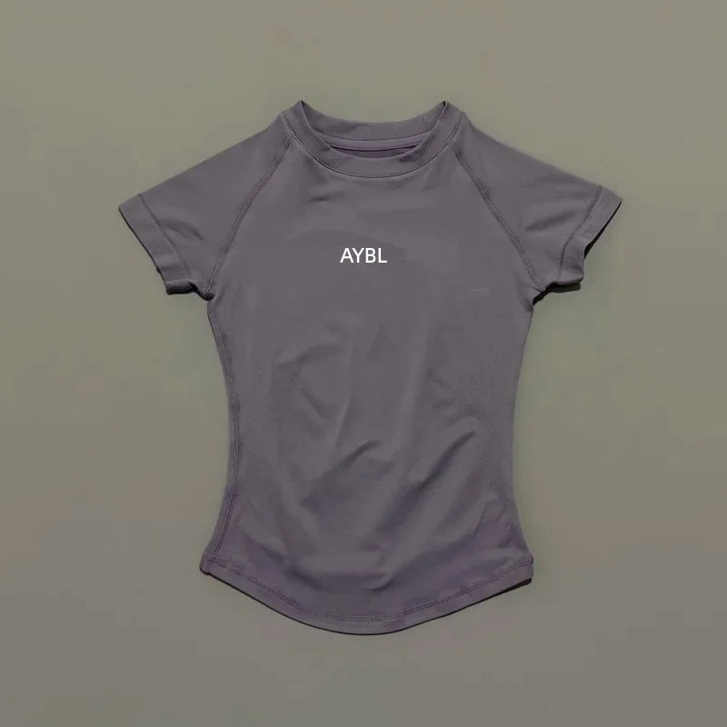2 Pieces Sports Sets Short Sleeve Sculpt T Shirt Seamless Yoga Top Fitness Set Women Workout Running Sports Shorts Gym Suit - ATFH
