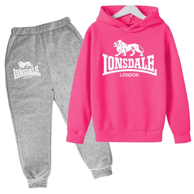 Kids Fashion Hoodie Boys Lion Print Tracksuit Girls Toddler Coat 3-12Y Top+pants 2P Clothing Charming Casual Sports Jogging Set - ATFH