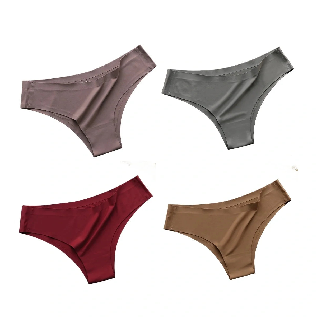 4Pcs/Set Women Ice Silk Panties Low Rise Briefs Soft Brazilian Panties Smooth Underwear Stretch Underpants Sexy Lingerie M-XL
