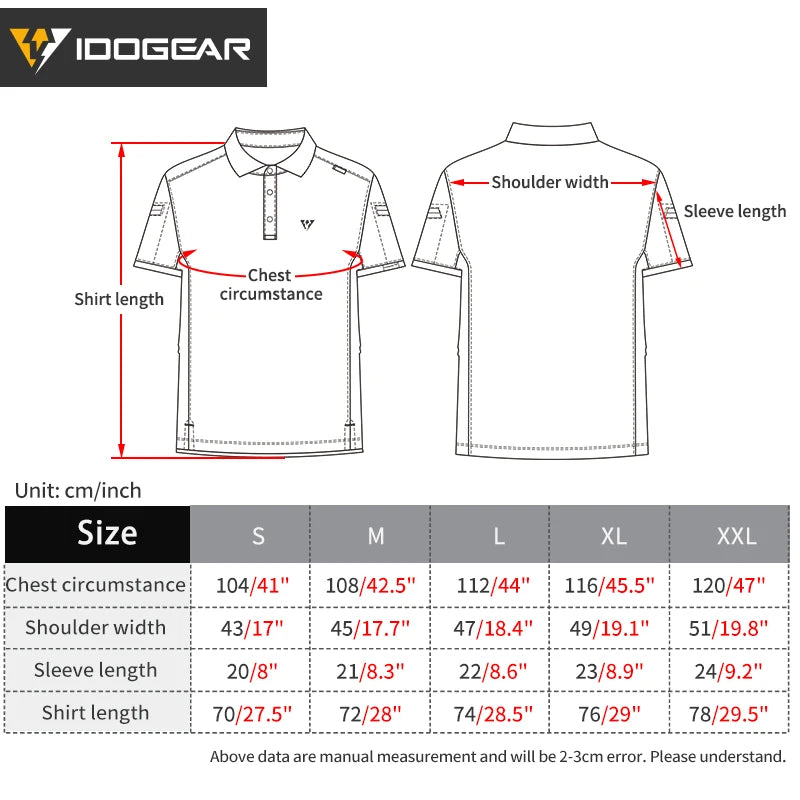 IDOGEAR Tactical Shirt Short Sleeve Quick Dry Golf Shirts Regular Fit T-Shirt with Moisture-Wicking 3113