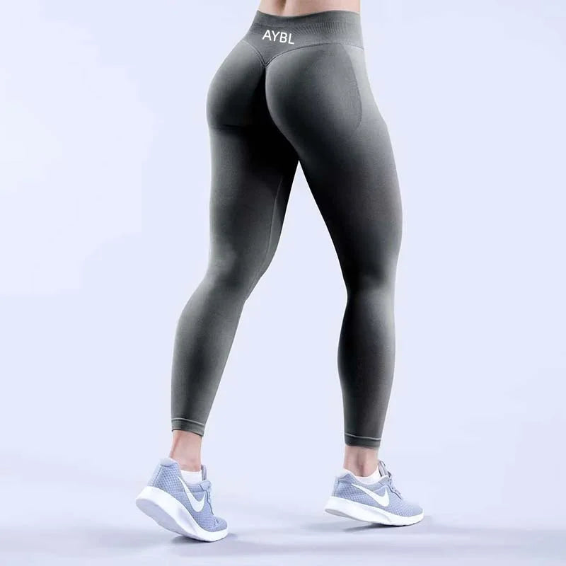 Trendy Yoga Leggings Scrunch Seamless Yoga Women Legging Gym Sports Pants Low Ribbed Band High Stretch Fitness Tights Pant - ATFH