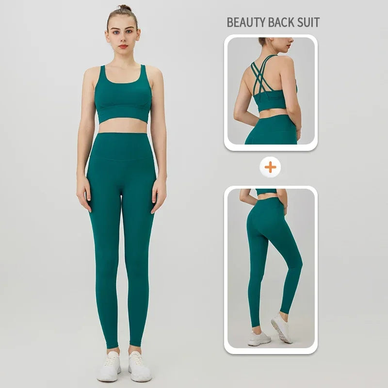 2 Pieces  Women Yoga Set Sport Suit Gymwear Workout Clothes Gym Crop Top High Waist Legging Fitness Bra Set Sports Suit👚👚 - ATFH