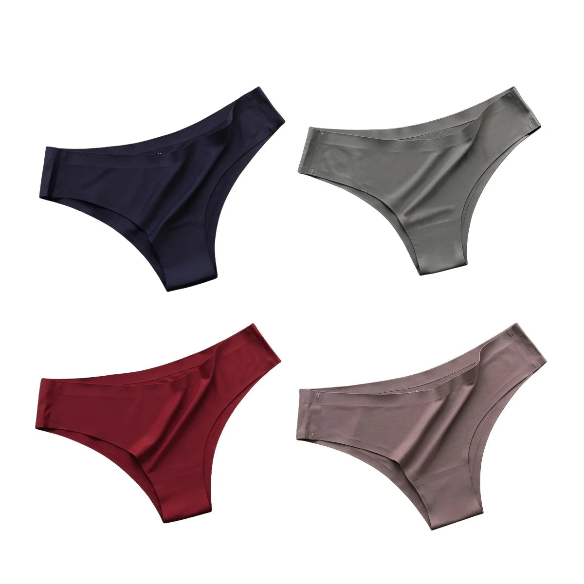 4Pcs/Set Women Ice Silk Panties Low Rise Briefs Soft Brazilian Panties Smooth Underwear Stretch Underpants Sexy Lingerie M-XL