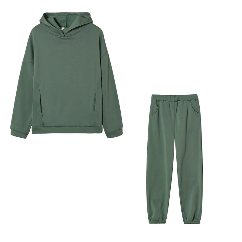 Monochrome Hooded Hoodie Set Casual Two-Piece Set European and American New Fashion Hot Selling 2025 Autumn and Winter