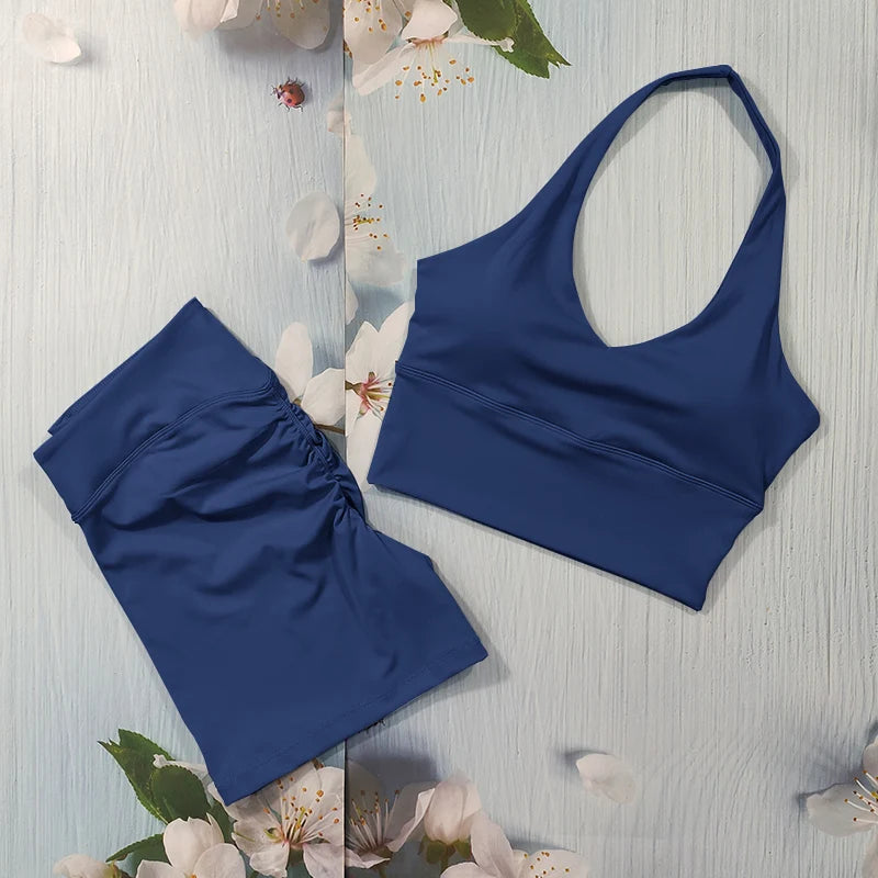 Scrunch Sports Suit Women's Yoga Set Gym Wear Sexy Sports Bras and Flared Leggings Sets Fitness Outfits Female Workout Clothes ATFH