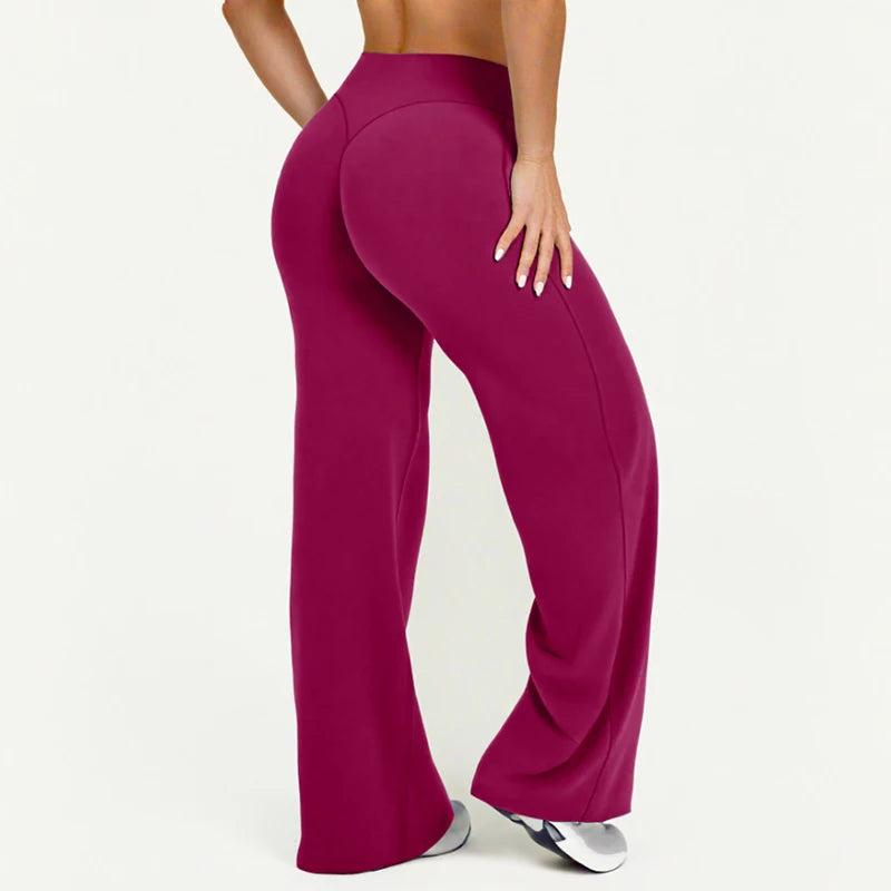Straight Leg Pants Ultra Soft Butter Fabric Women Mid-Waist Yoga Pants Naked Feel Sports Leggings Pilates Running Sport Trousers ATFH