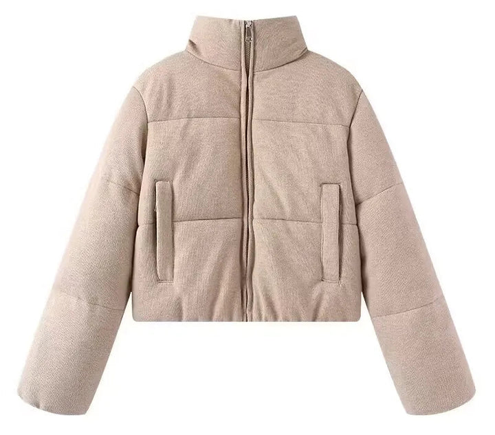 Parkas Womens Korean Fall Colorful Contrasting Stripes Layered Quilted Baggy Corduroy Ribbed Hem Elastic Waistband Flap Pockets ATFH