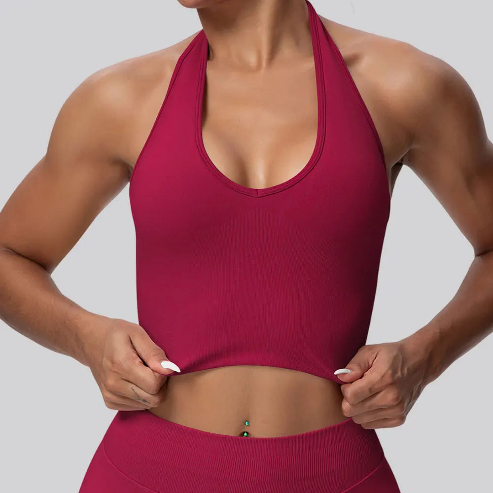 Seamless Sports Bra Gym Top Women Fitness Halter Yoga Bras Gym Crop Top Shockproof Breathable Running Workout Sports Underwear - ATFH