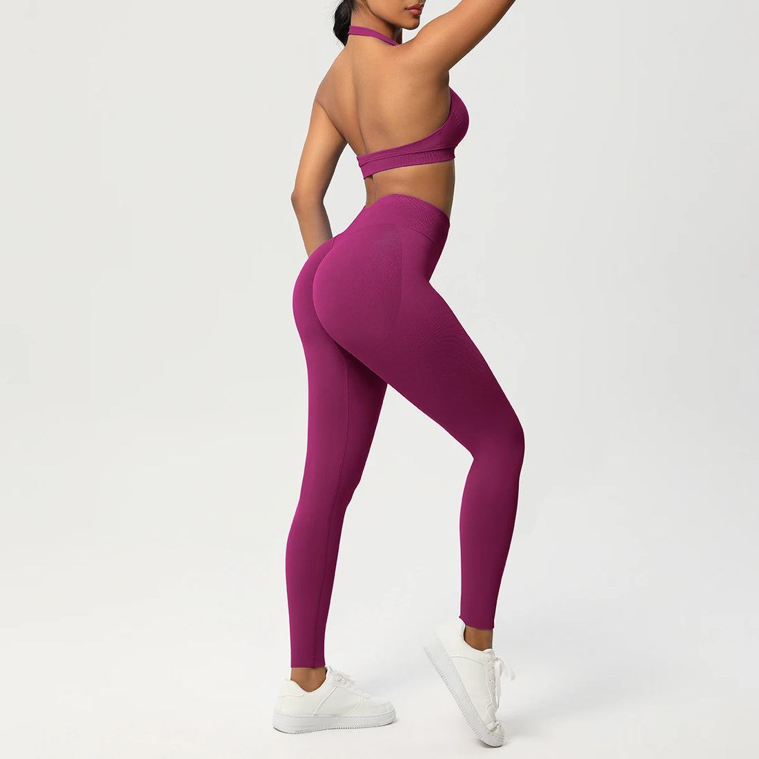 2 Piece Yoga Clothes Women's Tracksuit Athletic Wear Pilates Fitness Suit Gym Workout Push Up Clothes Sports Bra Leggings Suit - ATFH
