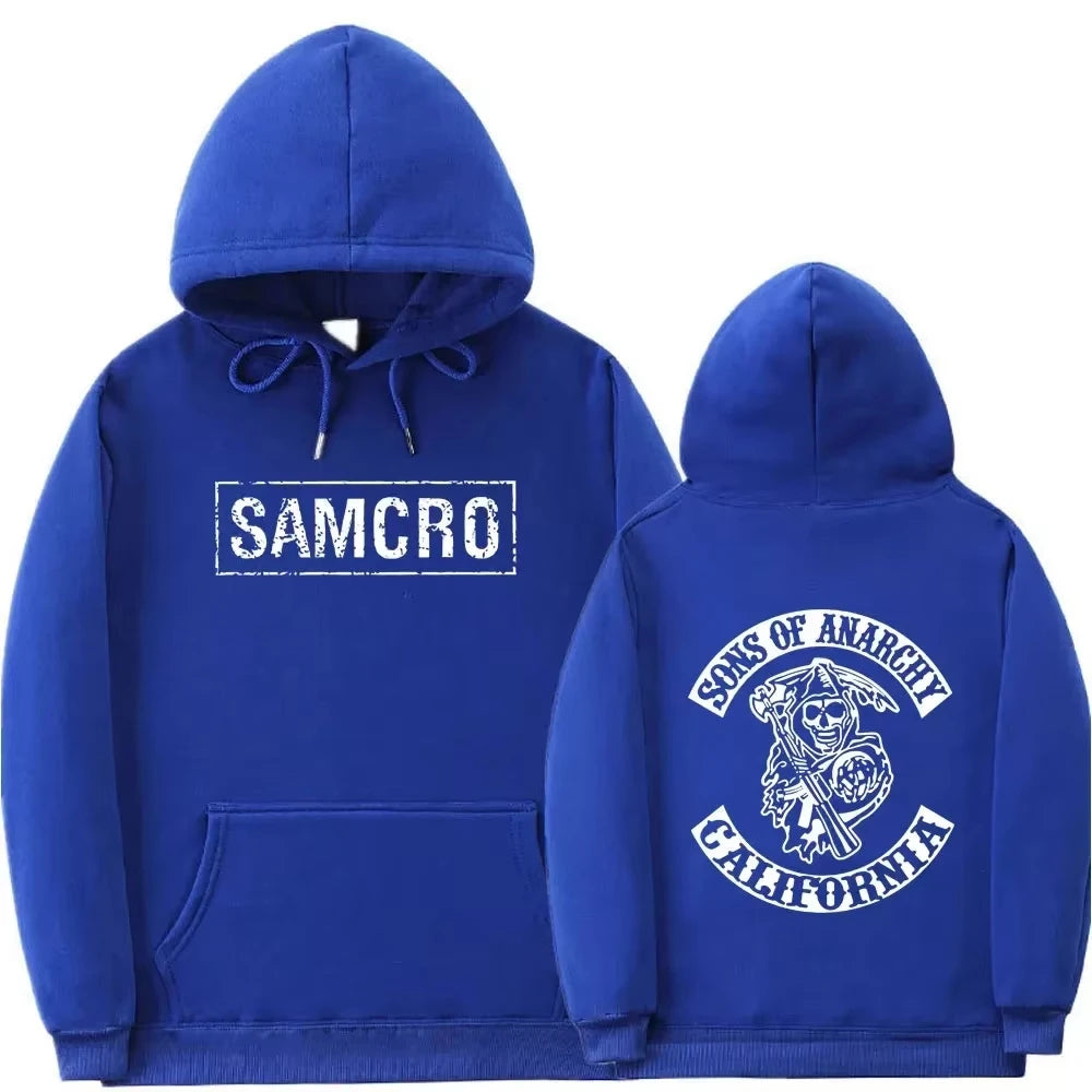 Double-sided printed hoodie Tops Sons of Anarchy SAMCRO Men's and Women's Fashion Brand Design Cotton-wool Blend Hood