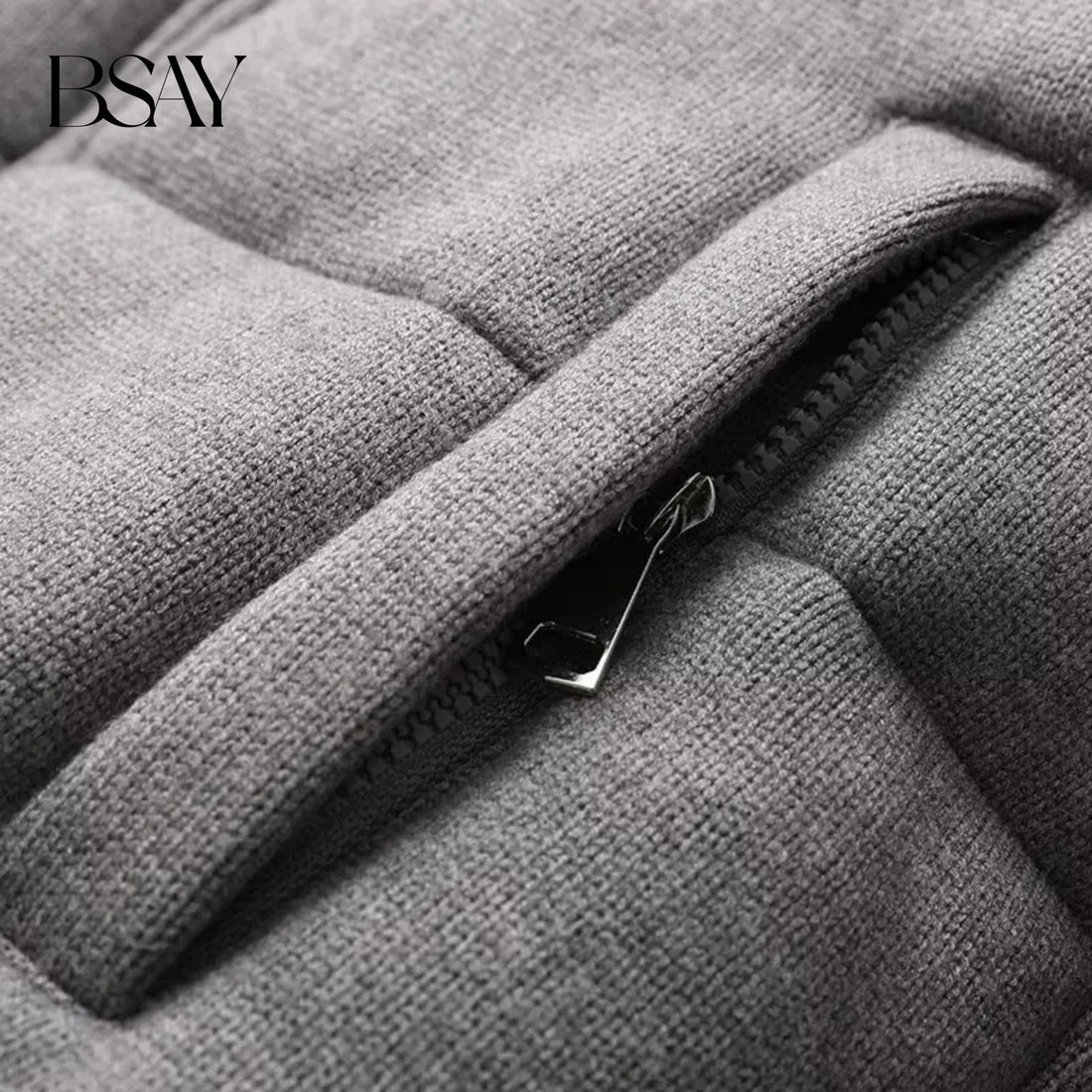 BSAY Knitted Cotton Jacket for Women Fashion Autumn Winter New Long Sleeved Stand Collar Zip Short Coats Chic Ladies Tops Mujer ATFH