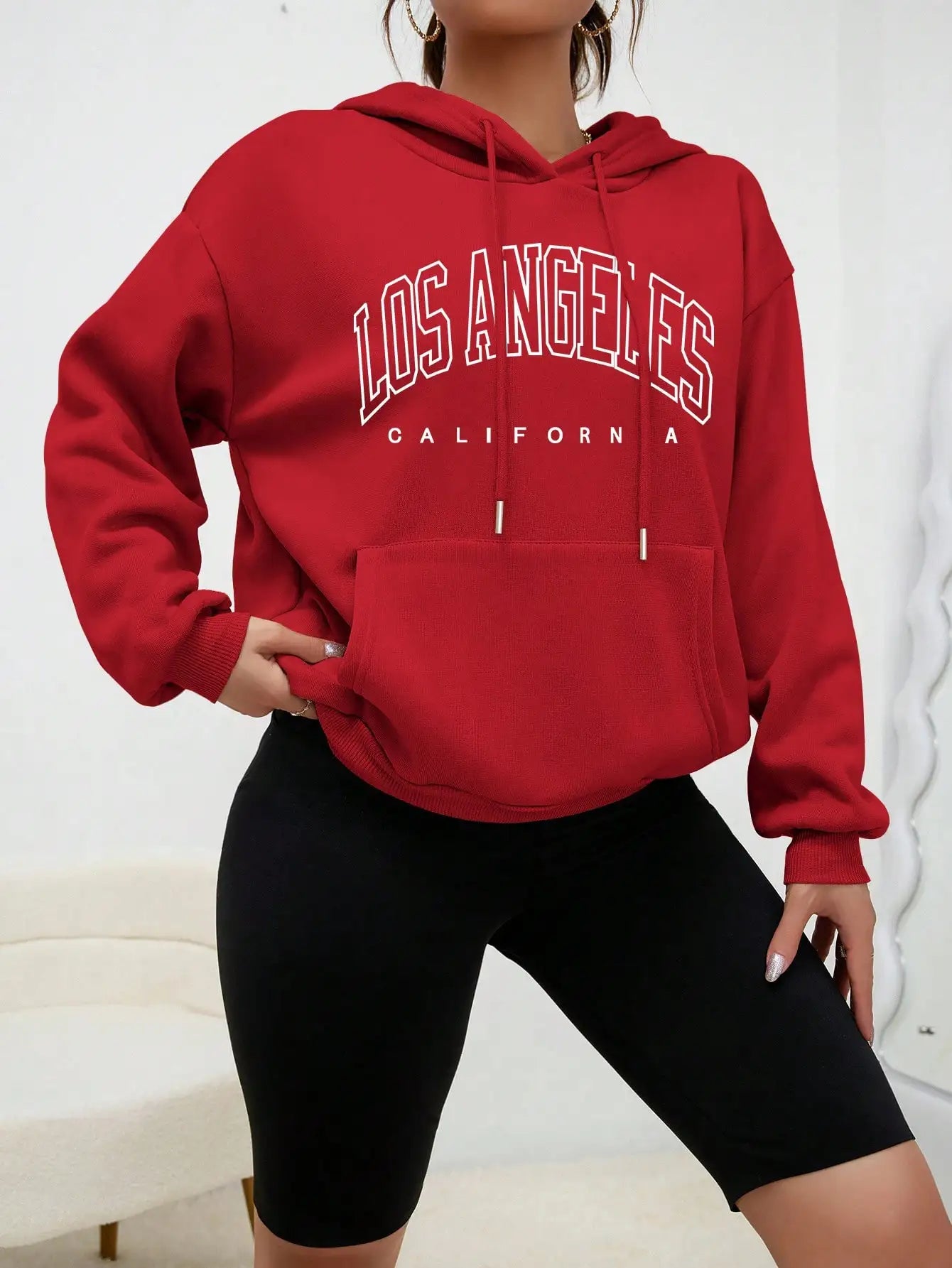 Los Angeles Art Letter Design Women Hoodies American Style Casual Hoody Autumn Hip Hop Female Hoodie Casual Fleece Clothing - ATFH