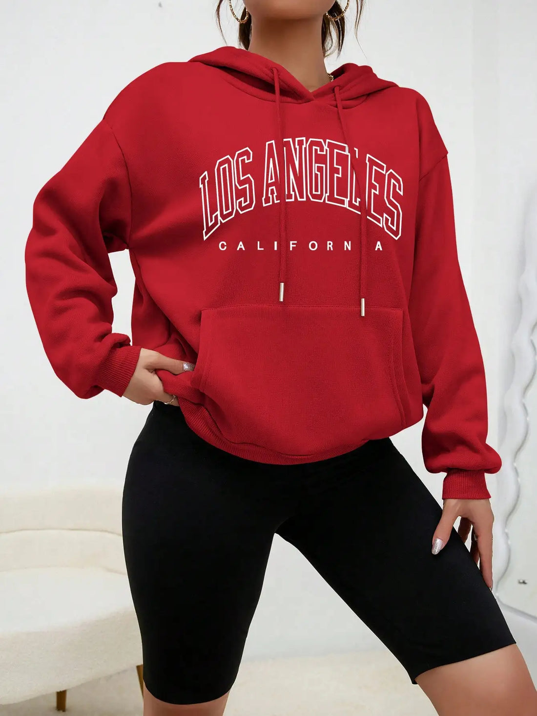 Los Angeles Art Letter Design Women Hoodies American Style Casual Hoody Autumn Hip Hop Female Hoodie Casual Fleece Clothing - ATFH