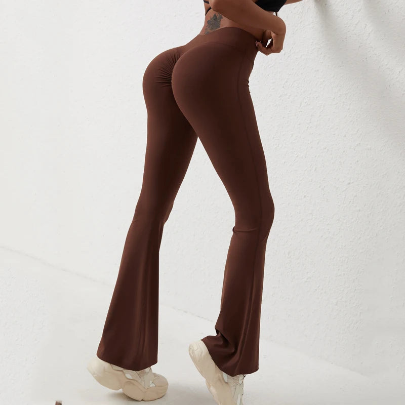DIAS FIT JOY Peach flared pants for women's yoga high waisted and hip lifting tight pants wide leg fitness pants quick drying ATFH