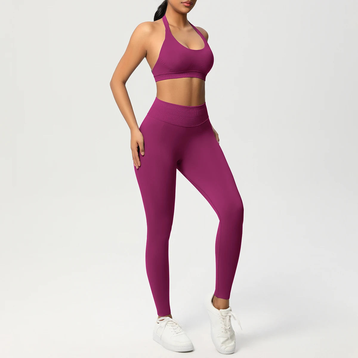2 Piece Yoga Clothes Women's Tracksuit Athletic Wear Pilates Fitness Suit Gym Workout Push Up Clothes Sports Bra Leggings Suit - ATFH
