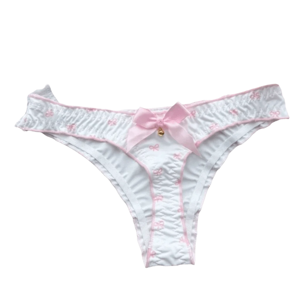 Japanese Style Sweet Bow Women Panties Ruffle Low Waist Girls Briefs Flower Ice Silk Printed Underwear Students