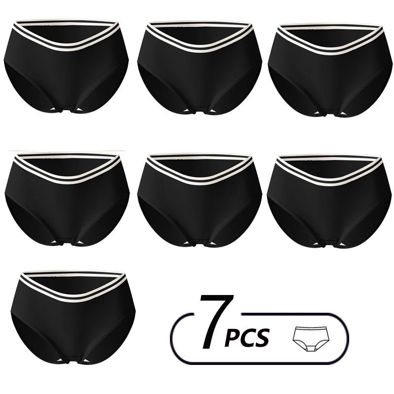 7PCS/Set Cotton Women Panties Breathable Underwear Week Pants Girls Briefs Solid Panty Underpants Sexy Low Waist Female Lingerie