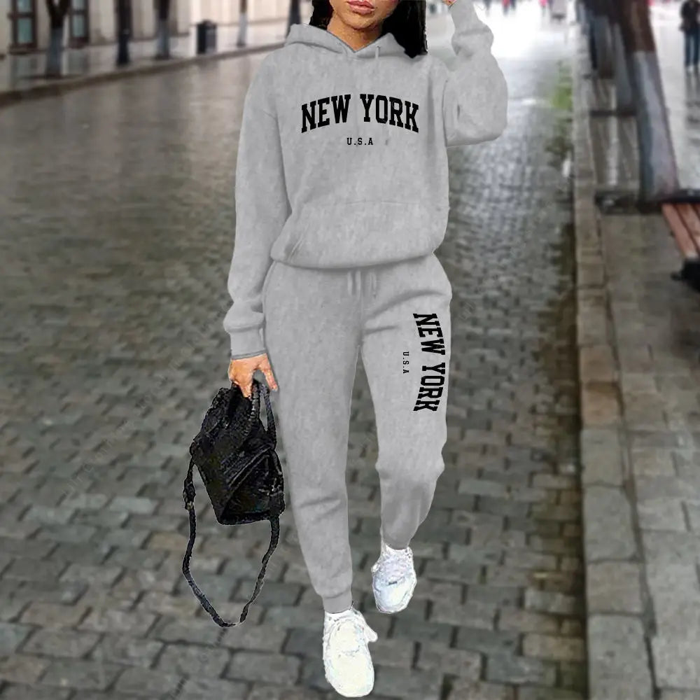 Women's Tracksuit Autumn Winter Hoodies Trousers 2PCS Suit Sports Jogging Street High quality Clothes Women Pants Sets