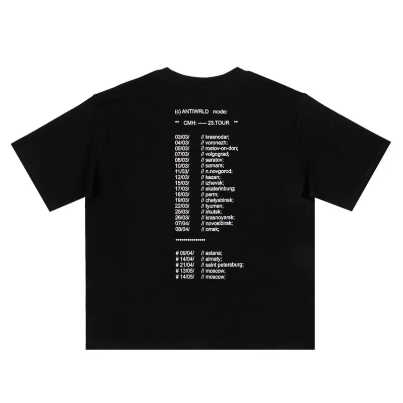 Harajuku Men's T-Shirt Y2k Black Style Letter Print Tshirt Fashion Oversized Tops Gothic Graphic Tees Summer Streetwear Clothing - ATFH