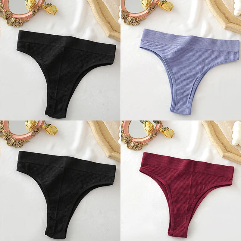 FINETOO 4PCS/Set Seamless Women Pantys High Waist Briefs Solid Color Brazilian Panties Girls Sexy Underpants For Women Lingerie