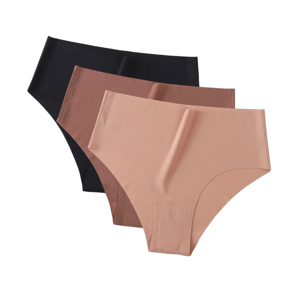 3Pcs/Set Ice Silk Panties Women High Waist Seamless Briefs Breathable Invisible Underwear Soft Stretch Sexy Lingerie XS-XL Panty