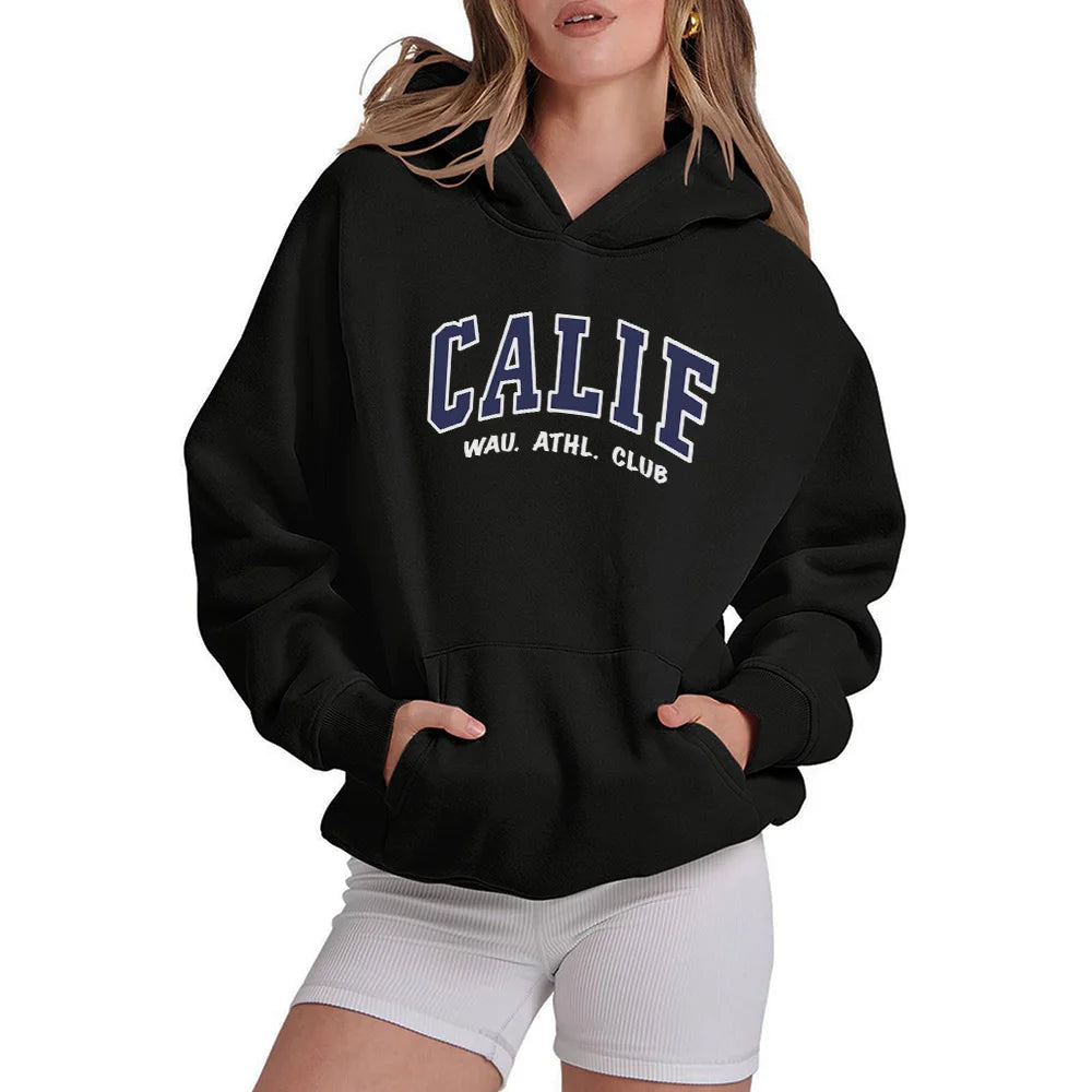 Women Hoodies Oversized Drop shoulder Fashion Loose Fleece Autumn Winter Printed Letter Pullover Aesthetic Sweatshirts 2025 New - ATFH