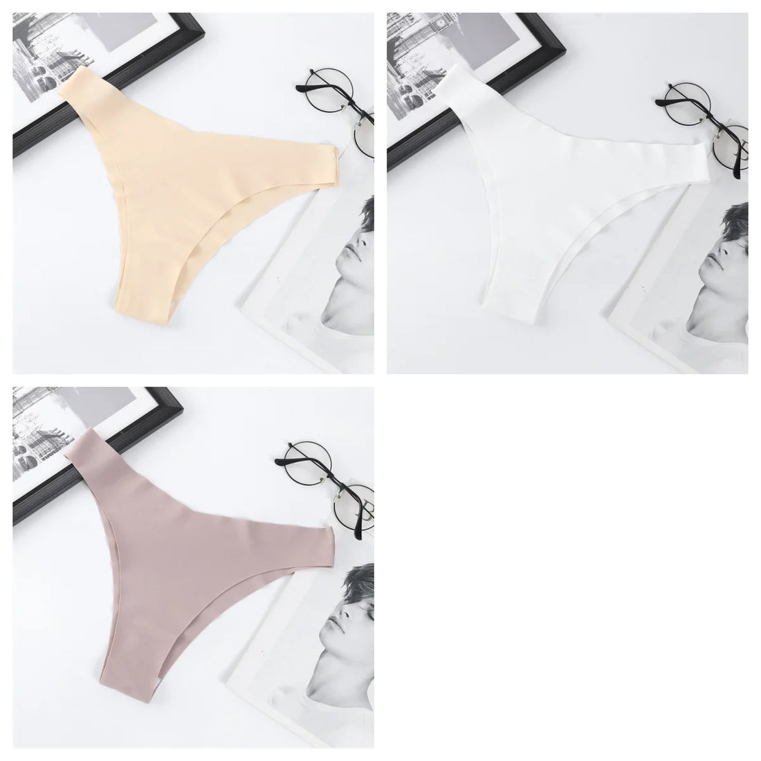 3Pcs/Set Women Ice Silk Panties V-Waist Low Rise Briefs Seamless Underwear Female Quick-Drying Underpants Sexy Lingerie S-L
