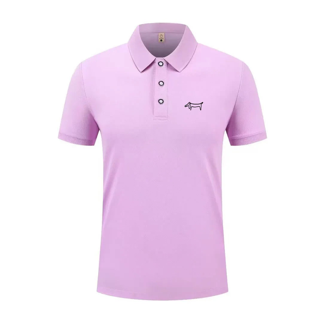 High end luxury men's new T-shirt collar button letter print European style summer hot selling casual sports men's clothing