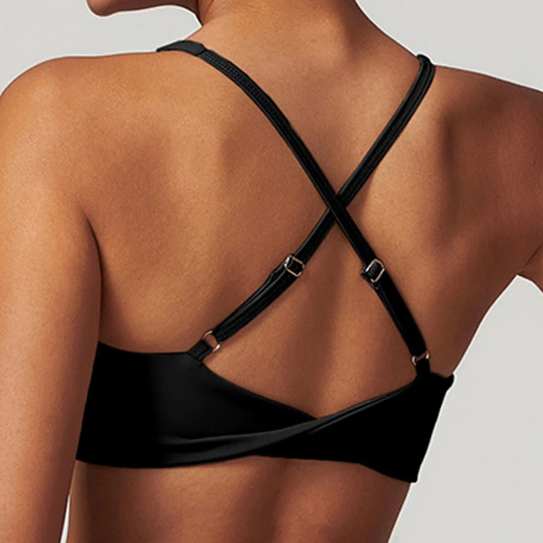 Anfilia Women's Sports Bra Deep V Neck Sports Bra Criss Cross Backless,Outdoor Workout Leisure Bra Running Fitness Pilates - ATFH