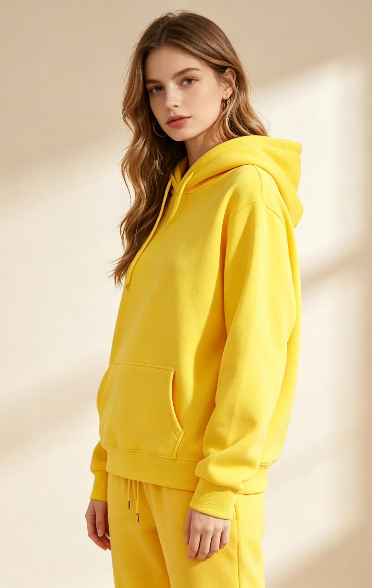 Autumn and Winter Casual Sports Hoodie Set Solid Color Women's Fashion Loose Hoodie Women's Pullover Pants Set
