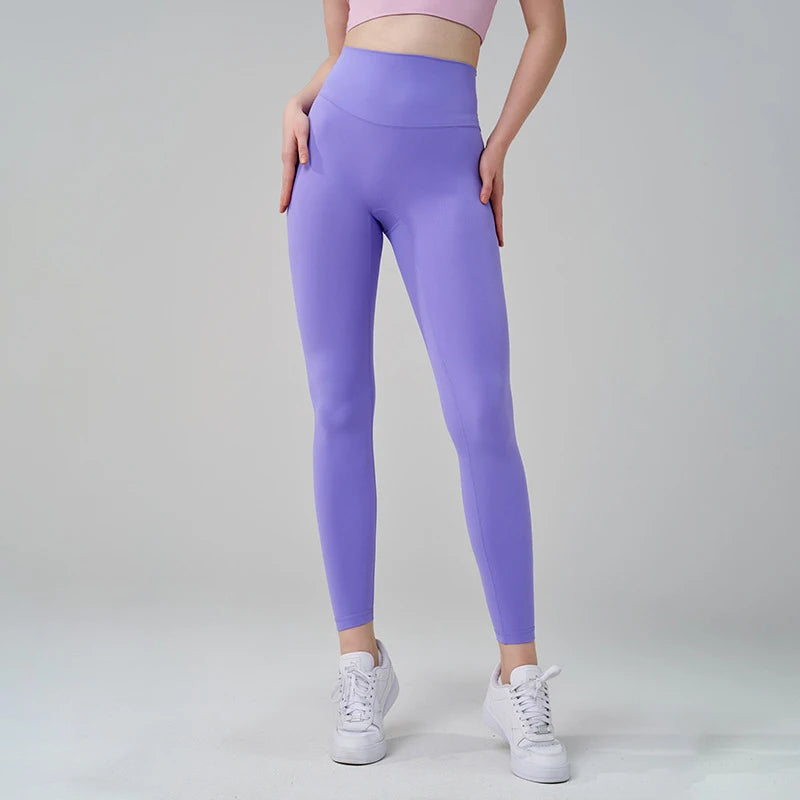 SOISOU Nylon Yoga Gym Leggings Women Girl Fitness Soft Tights High Waist Elastic Breathable No T Line Sports Pants 50 Colors ATFH