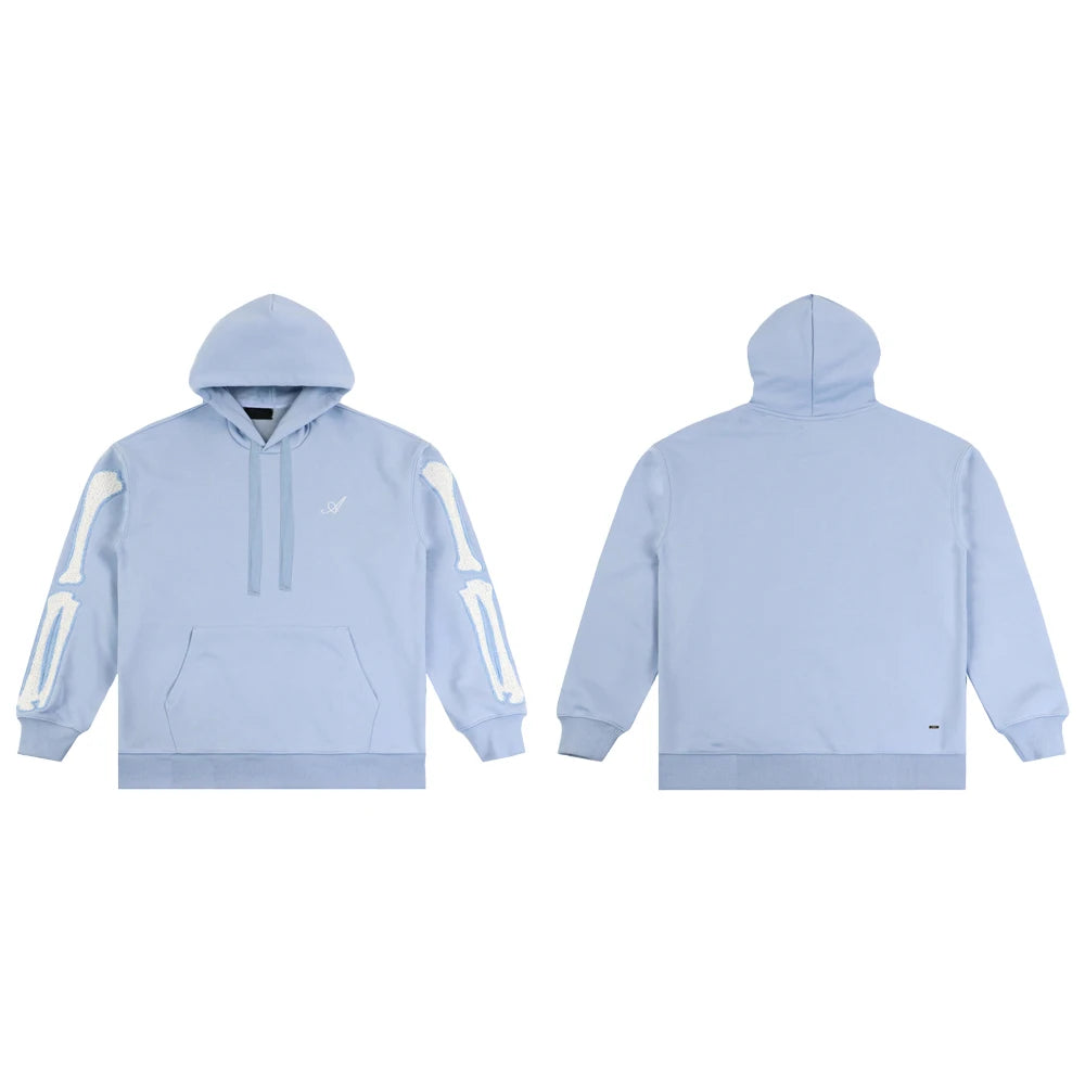 Y2k Clothing Men Oversized Hoodies with Skull Bone Embroidery Streetwear Cotton Hip-hop Street Style Casual Retro Winter Hoodies - ATFH