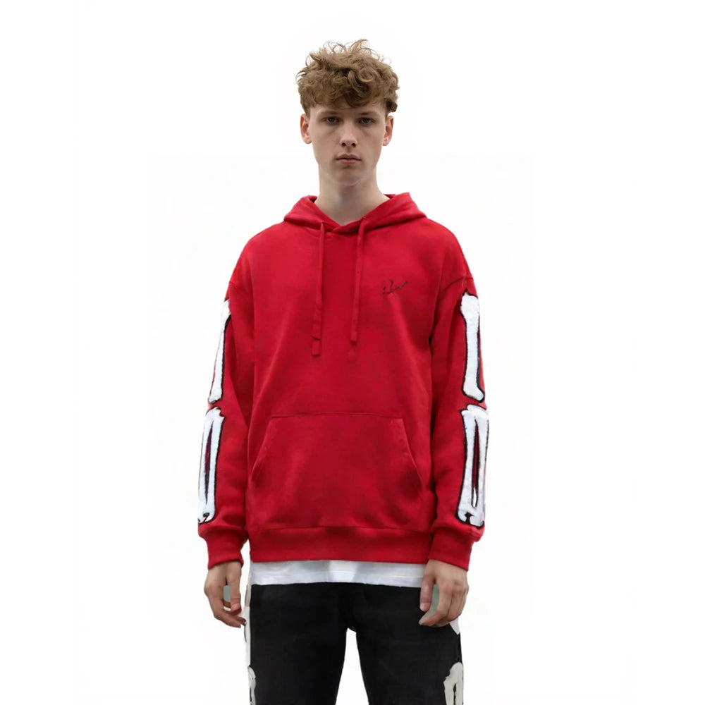 Y2k Clothing Men Oversized Hoodies with Skull Bone Embroidery Streetwear Cotton Hip-hop Street Style Casual Retro Winter Hoodies - ATFH