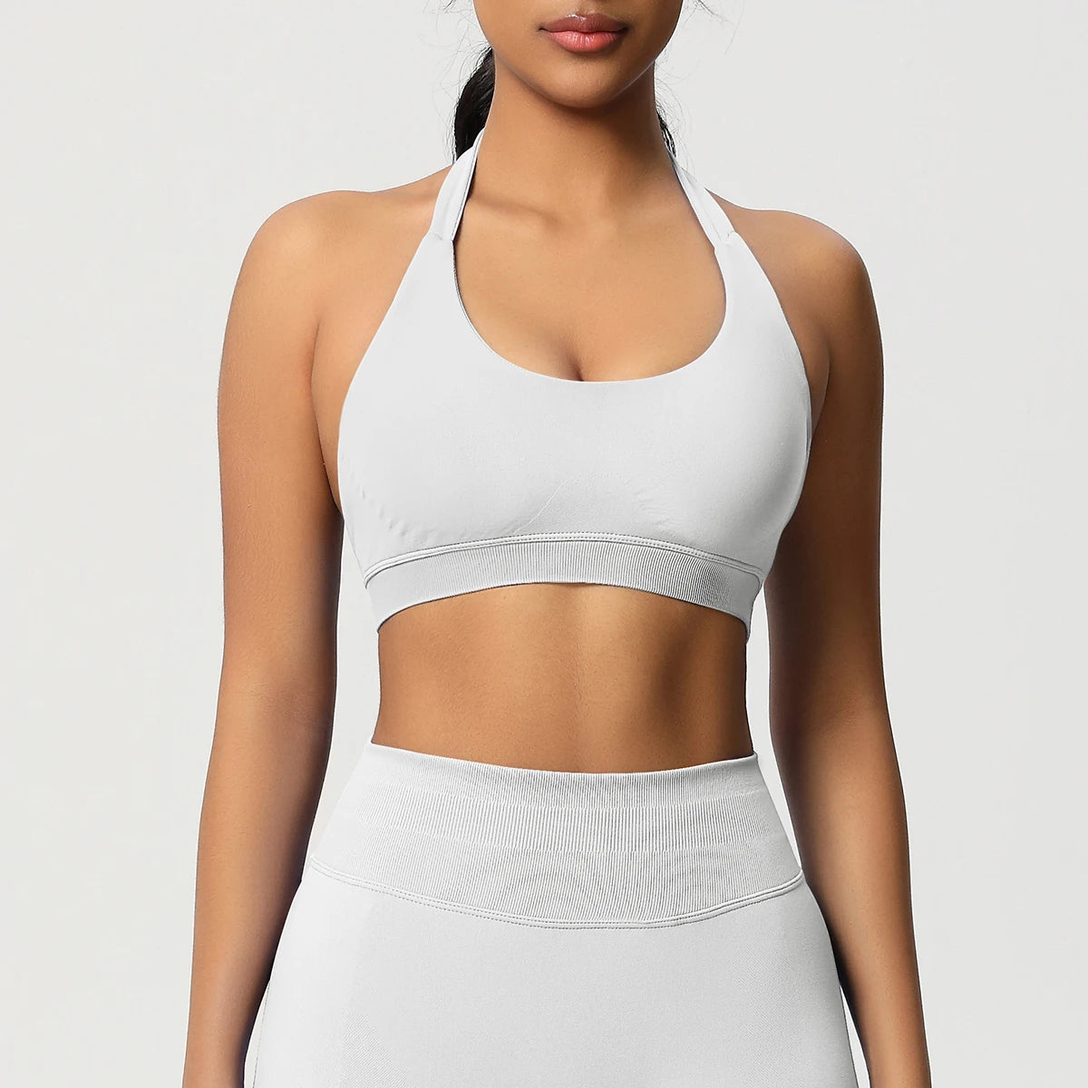 High Stretch Sports Bra Women Halter Seamless Yoga Bra Padded Backless Sports Bras Gym Crop Top Push Up Workout Yoga Tops Woman - ATFH