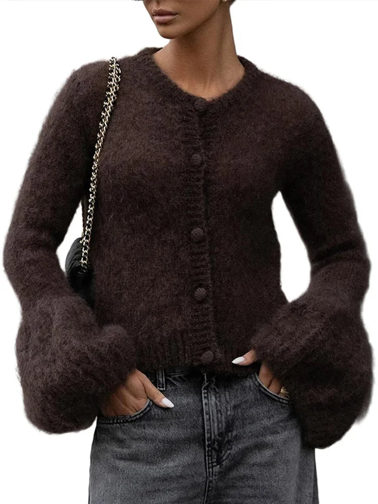 Casual Hooded Sweater Pullover Women's Loose Full Sleeves Knitted Coats With Pockets 2025 New Autumn Winter Ladies Solid Outwear - ATFH