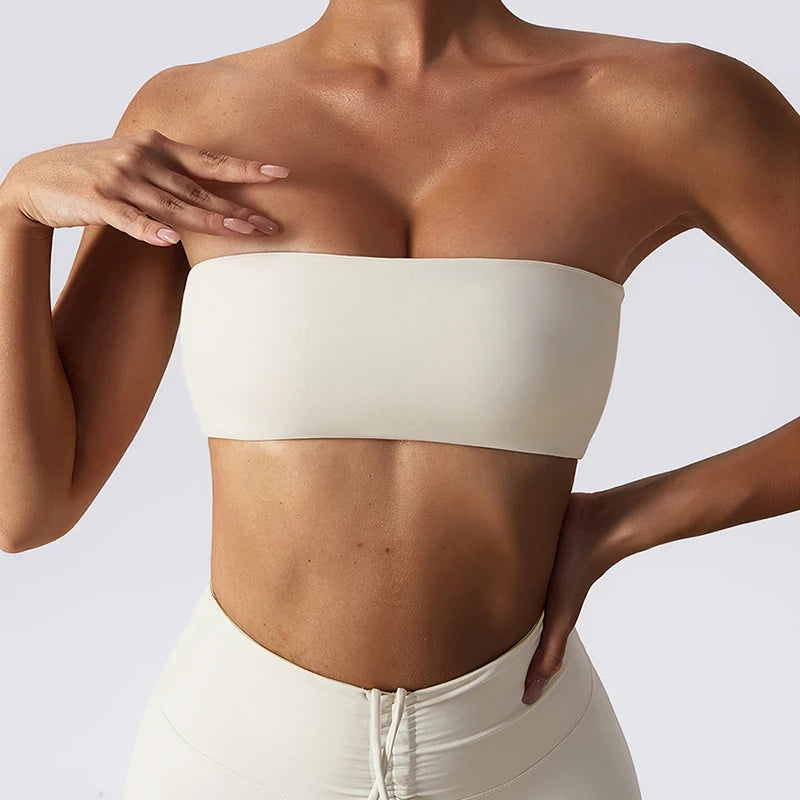 Summer Strapless Sports Bra Gym Women Quick-Drying Yoga Clothes Women Tube Top Fitness Chest Wrap Underwear Workout Bra Female - ATFH