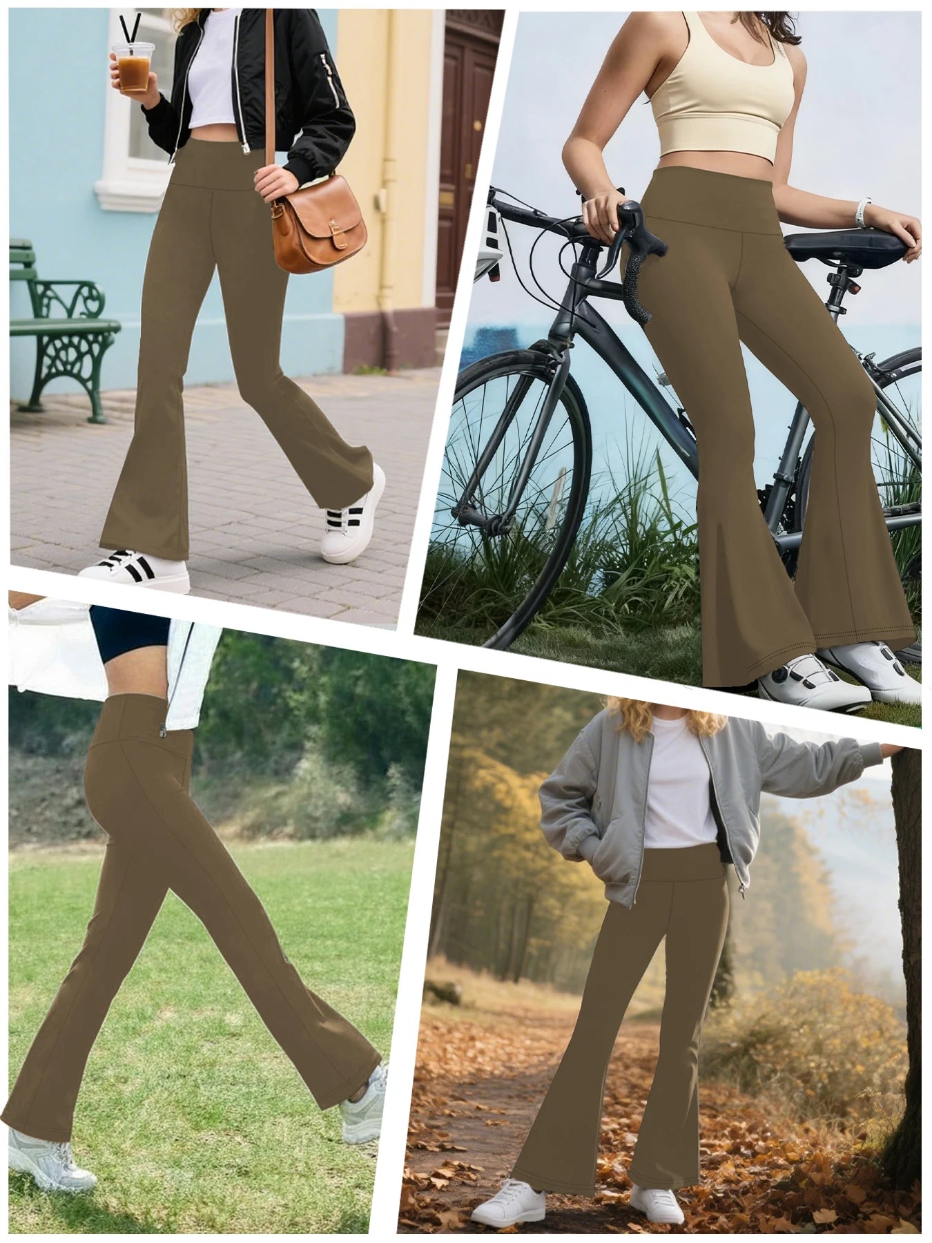 Women's Super Soft Flare Pants High Waisted Tummy Control Workout Yoga Push Up Gym Fitness Long Leggings Bell Bottoms ATFH