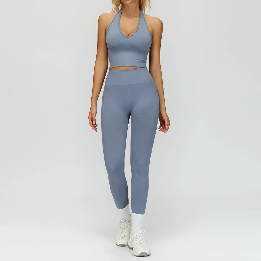 Seamless 2Pcs Yoga Pants Set Women Gym High Waisted High Support Fitness Leggings Push Up Seamless Edging Fitness Sports Bra ﻿ - ATFH