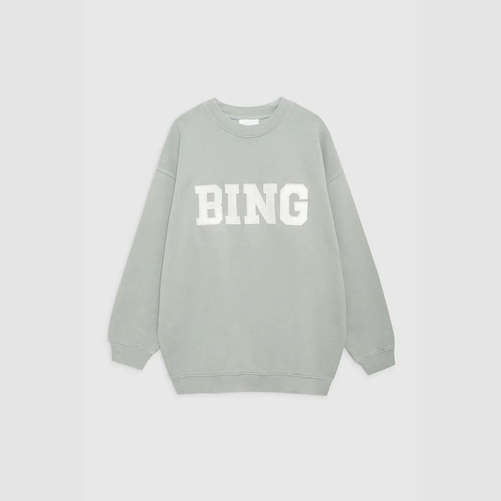 Autumn and winter BING embroidered patch fabric round neck pullover loose cotton sportswear sweatshirt for women - ATFH