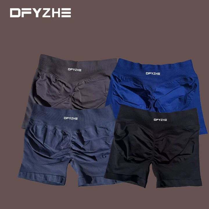 DFYZHE Women's Impact Shorts 4.5" – Seamless High Waist Ribbed Workout Shorts for Yoga Cycling & Fitness Tahsi Fashion House