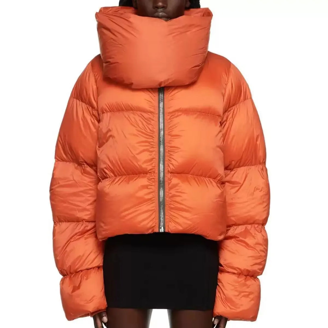 Women Winter Casual Warm Cotton Padded Coat Fashion Zipper Scarf Collar Short Puffer Jacket Ladies Green Parkas Streetwear Femal