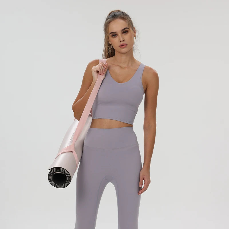 Women's Seamless U Neck Yoga Crop Top - Buttery Soft Ultra-Stretch Fitness Vest with Racerback & Removable Pads - ATFH