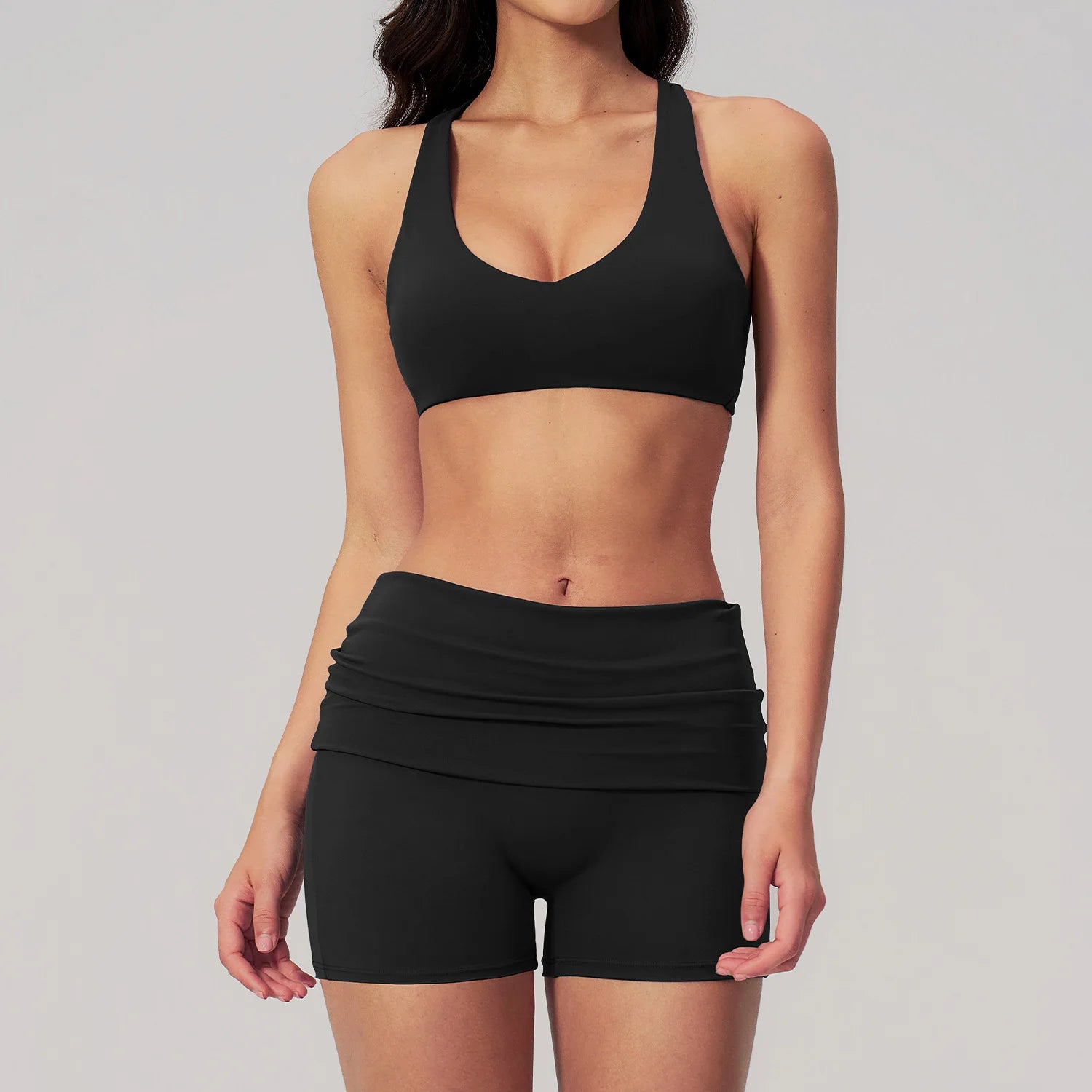 2PCS Fitness Suit Gym Tracksuits Deep V Yoga Bra Athletic Wear Female High Waist Workout Flared Pants Sports Set Yoga Clothes