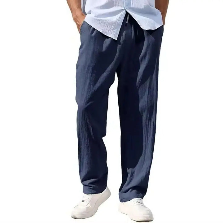 Men's Cotton Linen Pants Straight Leg Lightweight Breathable Comfortable Trousers Beach Style Solid Color Casual Cozy Sweatpants