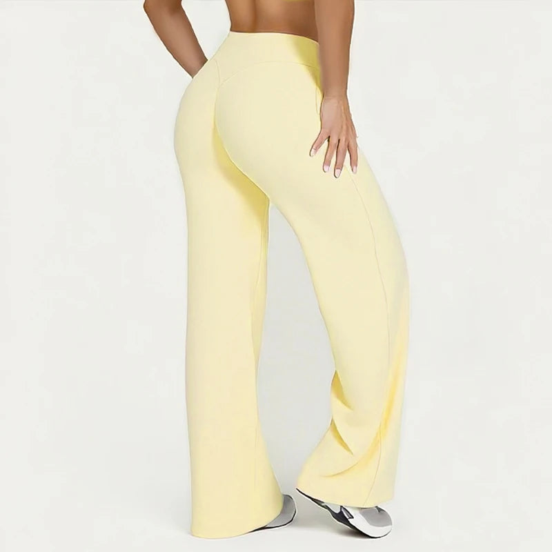 Straight Leg Pants Ultra Soft Butter Fabric Women Mid-Waist Yoga Pants Naked Feel Sports Leggings Pilates Running Sport Trousers ATFH